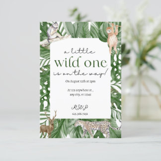 Wild One Woodland Animals Baby Shower Invitation