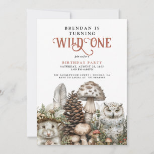 Wild One Woodland Animals Boy 1st Birthday Invitation