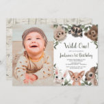 Wild One woodland animals boys 1st birthday photo Invitation<br><div class="desc">For more advanced customisation of this design,  simply select the "Customise It" button above!</div>