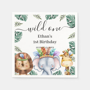 Wild One Woodland Animals Forest 1st Birthday Napkin
