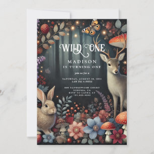 Wild One Woodland Animals Kid's 1st Birthday Invitation