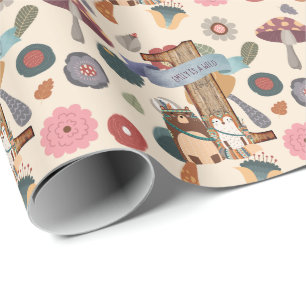 Wild One Woodland Animals Partyware Customisable Wrapping Paper