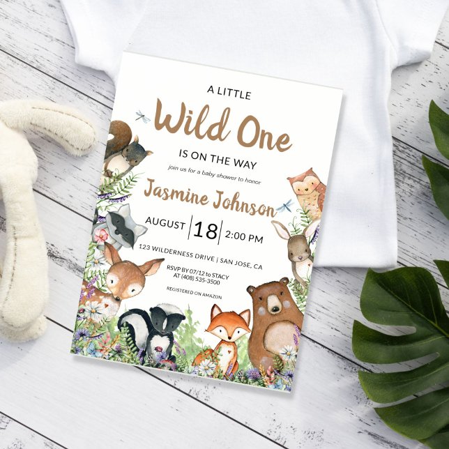 Wild One Woodland Baby Shower Animals Invitation (Creator Uploaded)