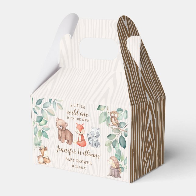 Wild one woodland baby shower candy favour boxes (Front Side)