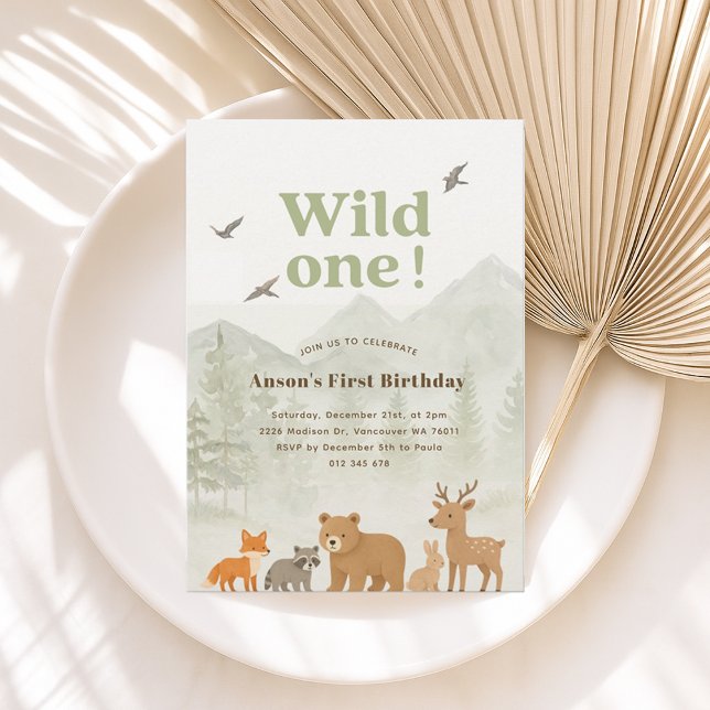 Wild One Woodland Birthday Invitation (Creator Uploaded)