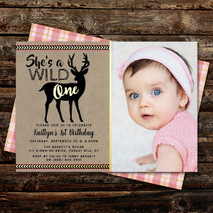 Wild One Woodland Deer Girls 1st Birthday Real