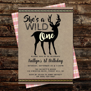 Wild One Woodland Deer Girls 1st Birthday Real