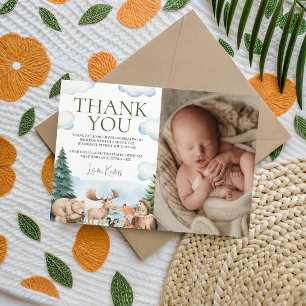 Wild One Woodland Photo Thank You Card