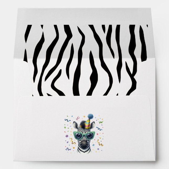 "Wild One" Zebra Party Animal Birthday Envelope (Back (Bottom))