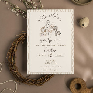Wild One Zebra Safari Gender Neutral Baby Shower  Invitation