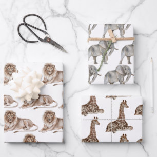 Wild One Zoo Animals Wrapping Paper Sheet