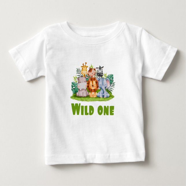 Wild One Zoo Birthday Safari Jungle Animal Baby Baby T-Shirt (Front)