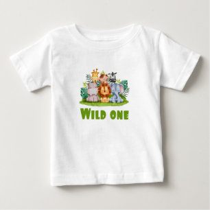 Wild One Zoo Birthday Safari Jungle Animal Baby T-Shirt