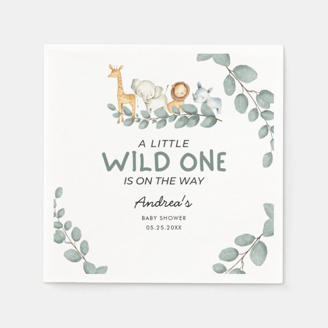 Wild One Zoo Theme Baby Shower Napkin (Front)