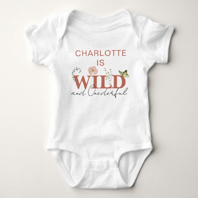 Wild & Onederful Baby Girl 1st Birthday Terracotta Bodysuit (Front)
