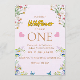 Wild & Onederful Floral Birthday Invitation
