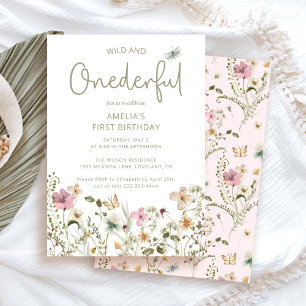 Wild & Onederful Wildflower 1st Birthday Invitation