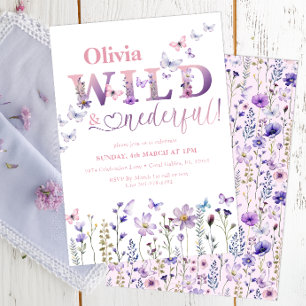 Wild & Onederful Wildflower Butterfly 1st Birthday Invitation