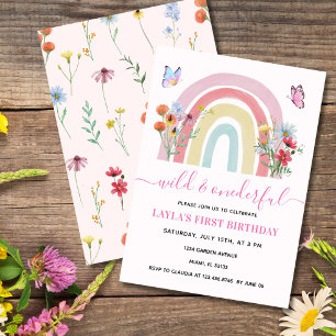 Wild & Onederful Wildflower Rainbow 1st Birthday Invitation