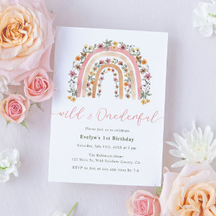 Wild & Onederful Wildflower Rainbow 1st Birthday Invitation