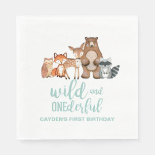 Wild Onederful Woodland Animal First Birthday Napk Napkin