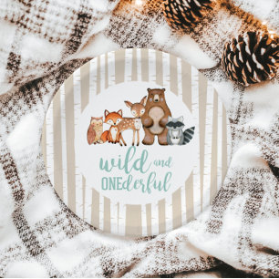Wild Onederful Woodland Animal First Birthday Pape Paper Plate
