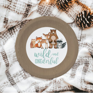 Wild Onederful Woodland Animal First Birthday Pape Paper Plate
