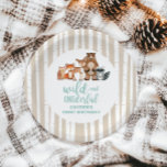 Wild Onederful Woodland Animal First Birthday Pape Paper Plate<br><div class="desc">Wild One! Watercolor Woodland Animal Birthday with bear,  fox,  deer,  racoon and trees and birch tree background.</div>