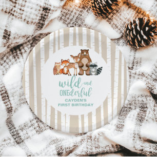 Wild Onederful Woodland Animal First Birthday Pape Paper Plate