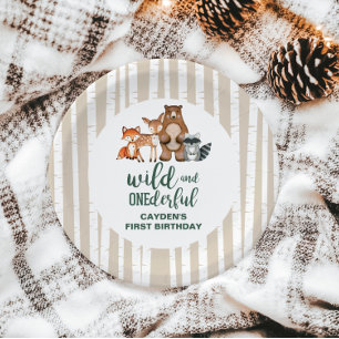 Wild Onederful Woodland Animal First Birthday Paper Plate