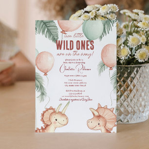 Wild Ones and Twins Baby shower Invitation