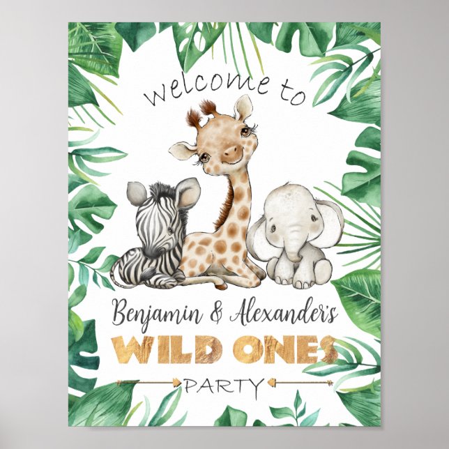 Wild Ones  Birthday Party Welcome Door Sign (Front)