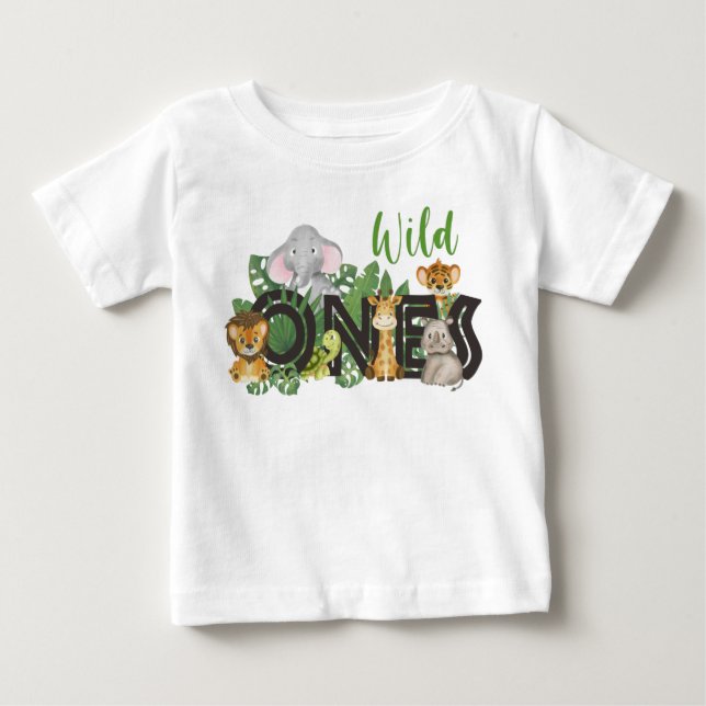 Wild Ones Jungle Safari Animals Birthday twins Baby T-Shirt (Front)