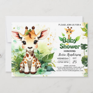 Wild One's Safari Giraffe Baby Shower Invitation