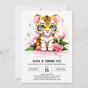 Wild One's Whimsical Tiger Birthday Invitation