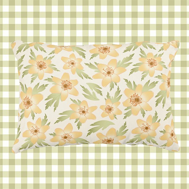 Wild Orange Anemone Flowers - seamless pattern. Decorative Cushion (Creator Uploaded)