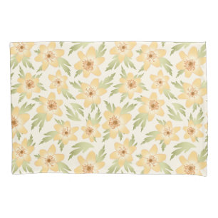 Wild Orange Anemone Flowers - seamless pattern. Pillowcase