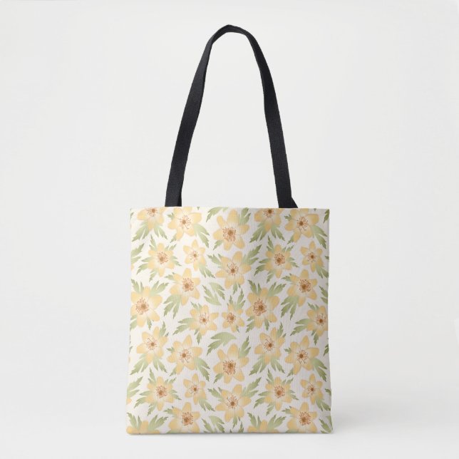 Wild Orange Anemone Flowers - seamless pattern. Tote Bag (Front)