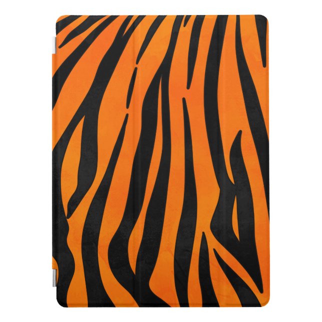 Wild Orange Black Tiger Stripes Animal Print iPad Pro Cover (Front)