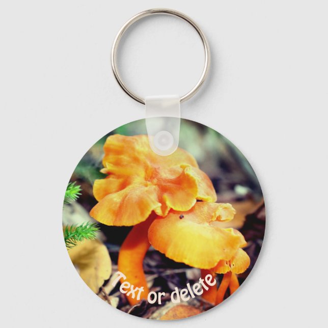Wild Orange Mushrooms Nature Personalised Key Ring (Front)