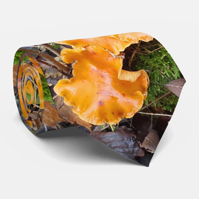 Wild Orange Mushrooms Nature Photo Tie (Rolled)