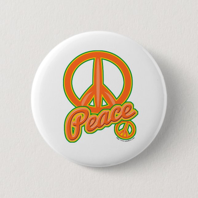 Wild Orange Peace Sign 6 Cm Round Badge (Front)