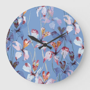 Wild Orchid Elegance: Watercolor Luxury Large Clock