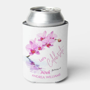 Wild Orchid Flower Blossoms 50th Birthday Can Cooler