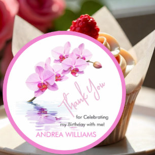 Wild Orchid Flower Blossoms 50th Birthday Classic Round Sticker