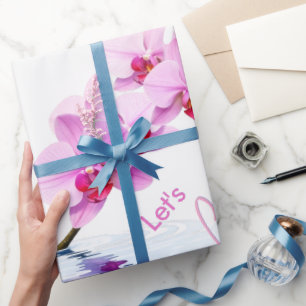 Wild Orchid Flower Blossoms Birthday / Large Wrapping Paper