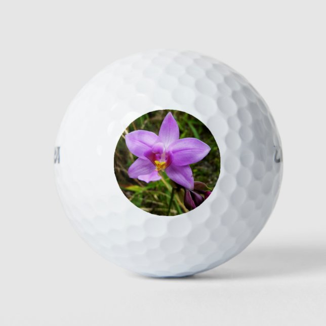 Wild Orchid Purple Tropical Flower Golf Balls (Front)