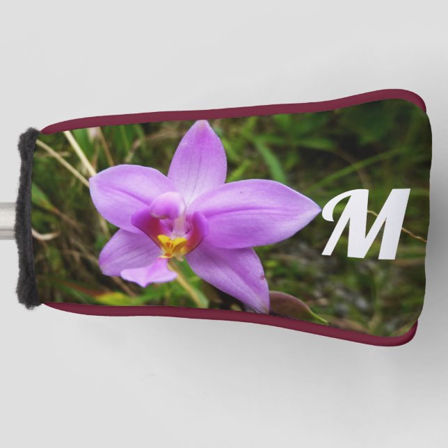 Wild Orchid Purple Tropical Flower Golf Head Cover (Front)