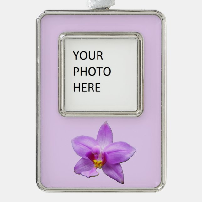 Wild Orchid Purple Tropical Flower Silver Plated Framed Ornament (Front)