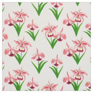 Wild Orchids - Coral Pink Orchids and Foliage  Fabric